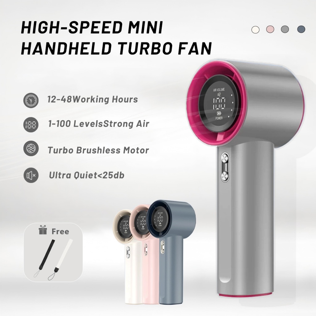 Mini Fan high speed handheld turbo fan strong wind 100 adjustable speed ...