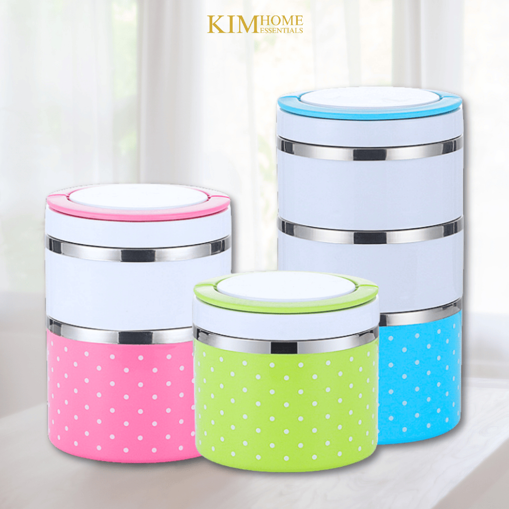 KIMHOME multi-layer lunch box baunan polka dots cute tupperware ...