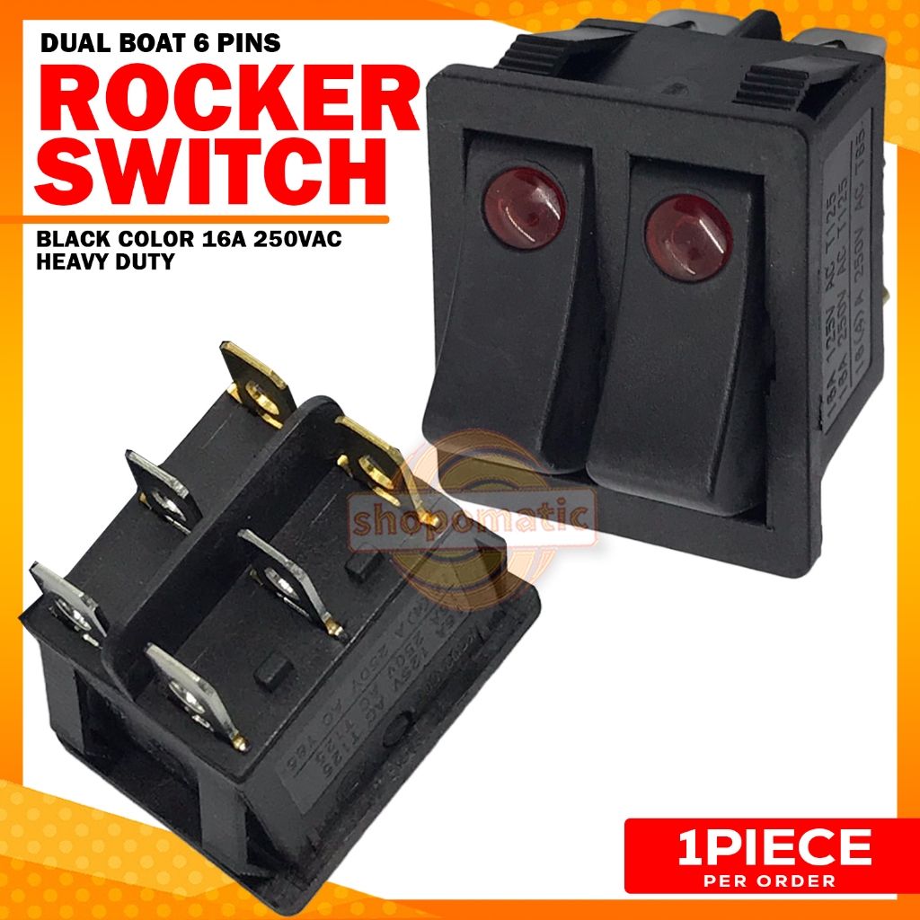 Dual Rocker Switch Big With 6 Pins BLACK Heavy Duty | Shopee Philippines