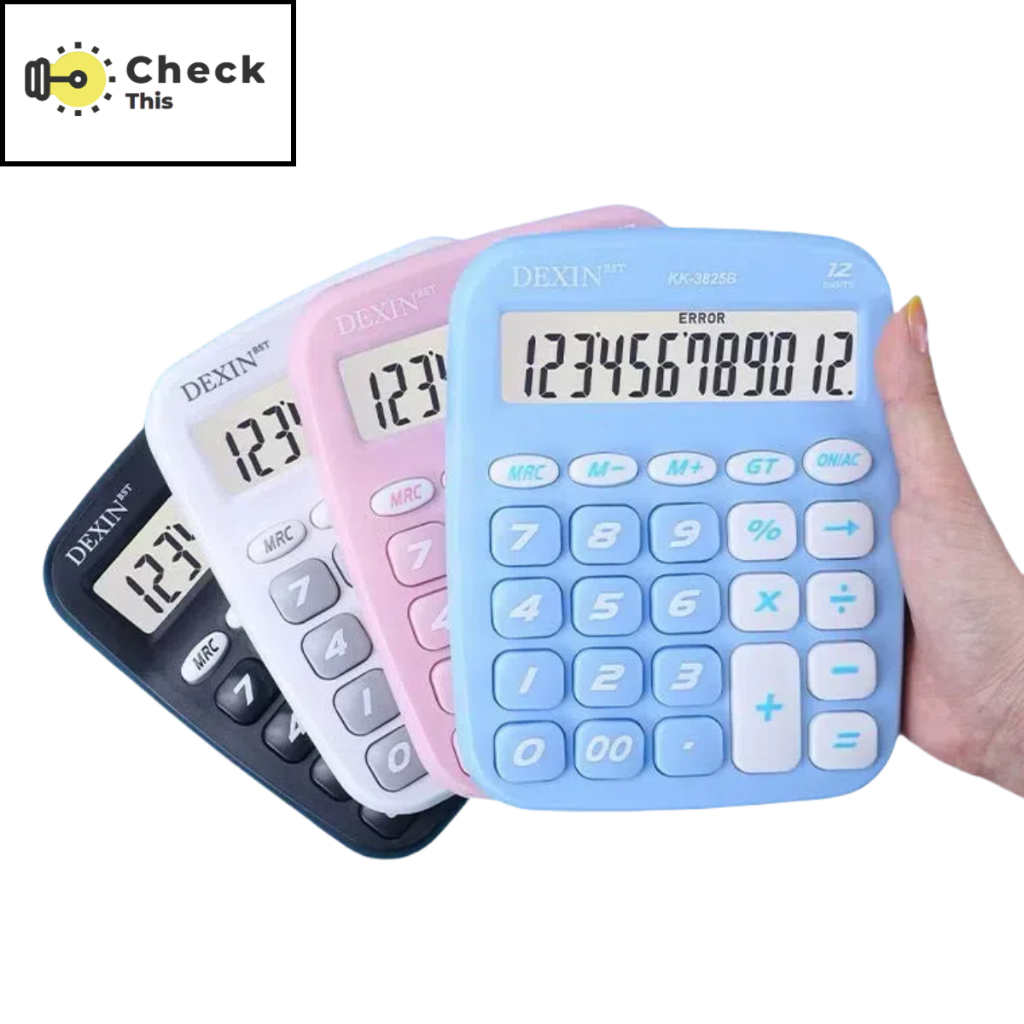 Basic Calculator 12 Digits KK-3825B White, Black, Blue, Pink | Shopee ...