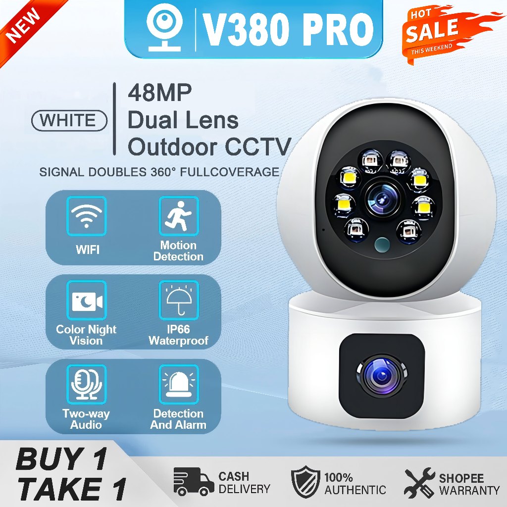 BUY 1 TAKE 1 V380 PRO CCTV Camera Wi-Fi Wireless Dual Lens Security IP ...