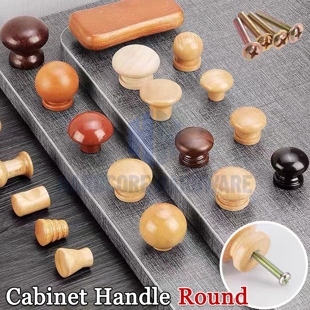 HH Wood Cabinet Handle Round High Quality Furniture Drawer Pulls ...