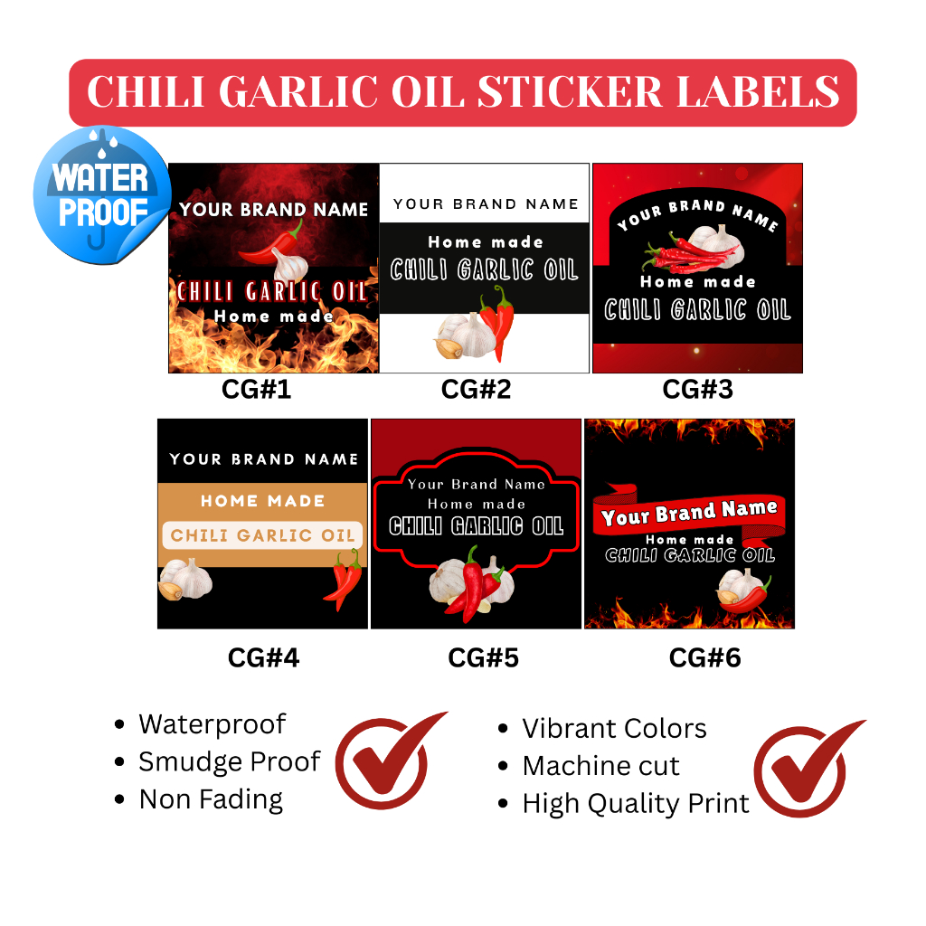Waterproof Sticker Labels for your Chili garlic Oil business | Shopee ...