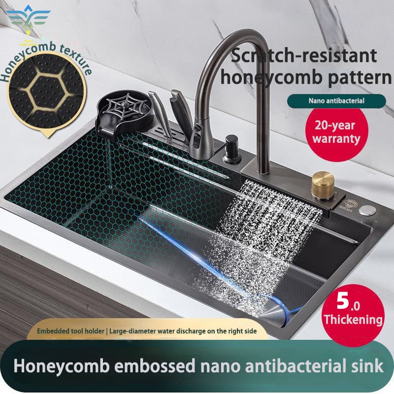 Modern Smart Kitchen Sink Faucet Lababo Stainlessl Steel Piano Sink Set ...