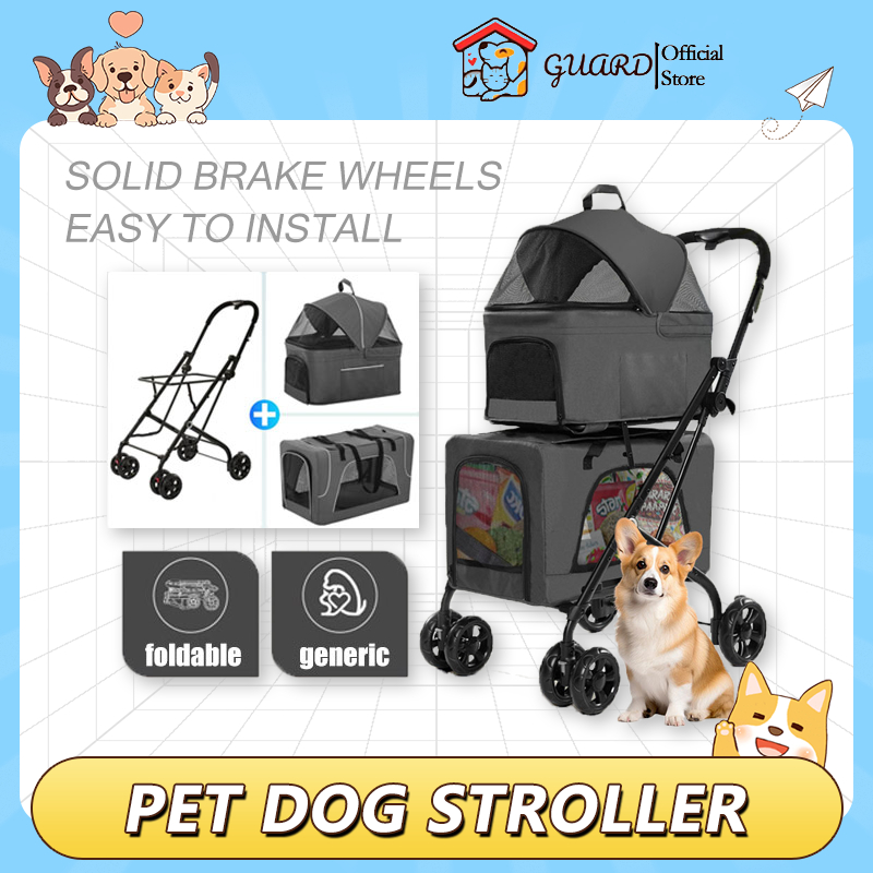 Premium Pet Cart Smooth Ride Luxury Dog and Cat Stroller w/A