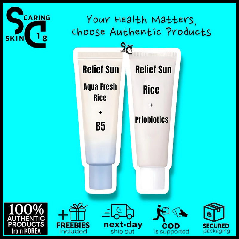 Relief Sun Rice + Probiotics | Aqua Fresh Rice + B5 SPF50+ Sunscreen ...