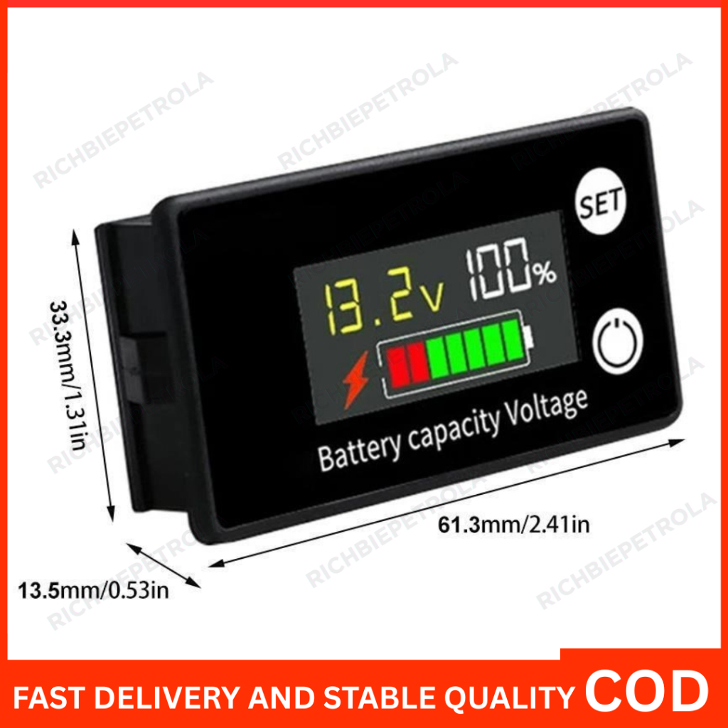 thumbnail image 2 of IPX7 Battery Ty Monitor,DC 7-100V Battery Percentage Voltage Tester 12V 2 of 13