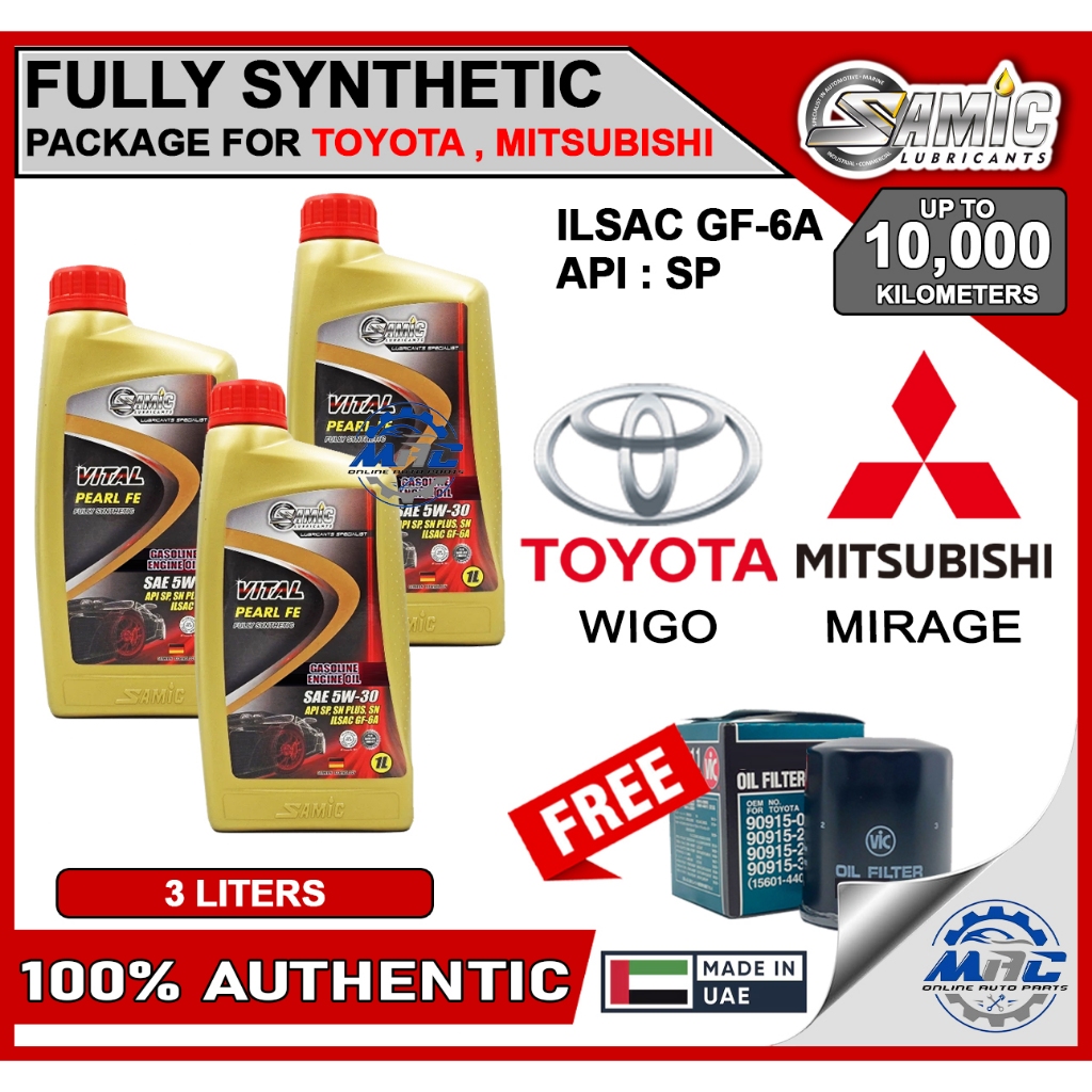 SAMIC VITAL PEARL FE 5W30 3 Liters for TOYOTA WIGO , MITSUBISHI MIRAGE ...