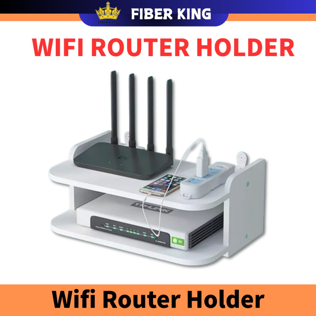 FIBERKING Wall Mount Shelf Bracket For WiFi Router TV BOX | Shopee ...