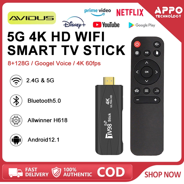 AVIDUS 4K TV99 Stick 8+128GB TV Box Android 12.1 Netflix/Disney + Turns ...