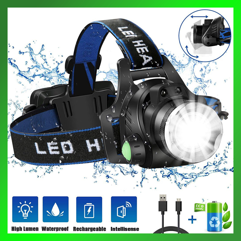 Headlamp Flashlight Head Lamp Rechargeable Adjustable Head Light ...