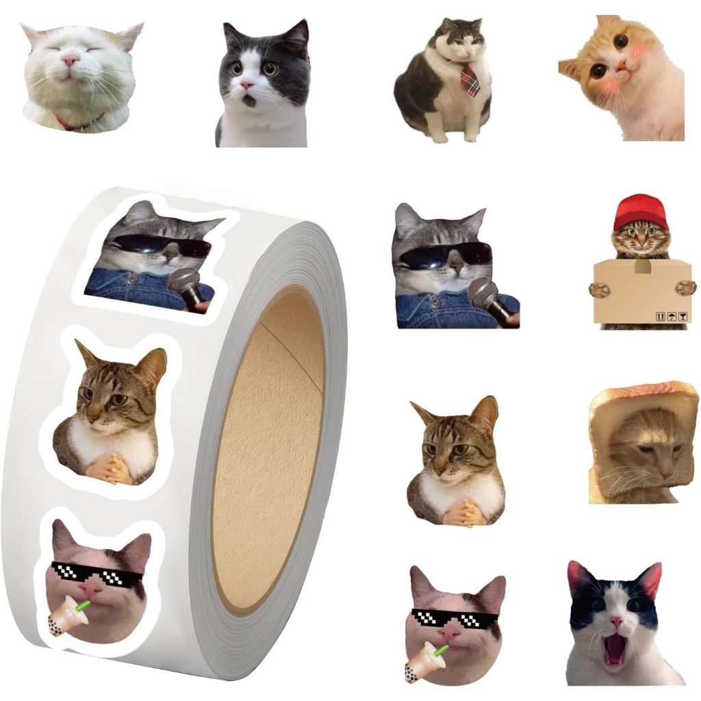 500PCS/Roll Funny Cat Expression Meme Graffiti Stickers for Bicycle ...