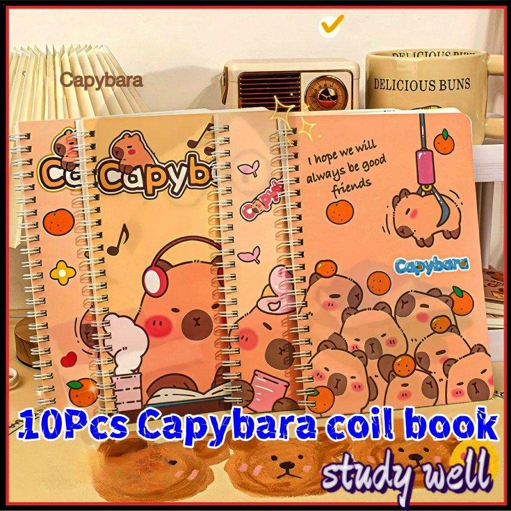 10pcs A5 capybara animal spiral notebook cute coil book with bio card ...
