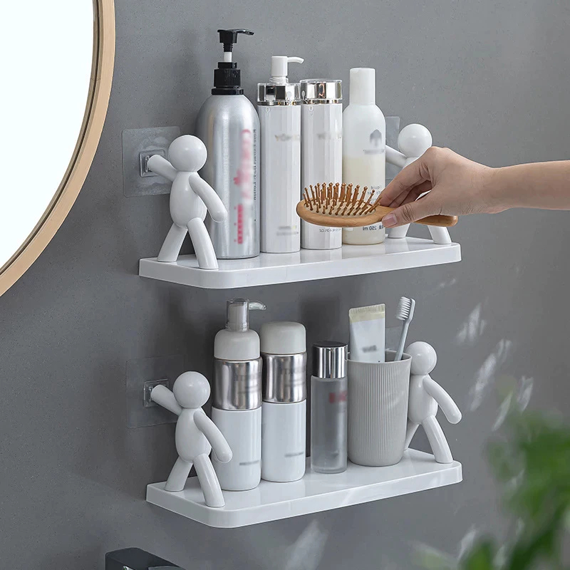 【COD】Wall Hanging Bathroom Human Hook Rack Floating Wall Ledge Shelf ...