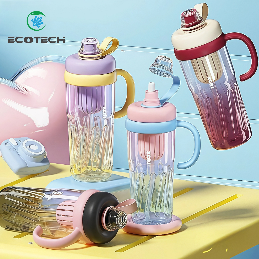 ECOTECH straw ice water bottle large capacity high value gradient color ...