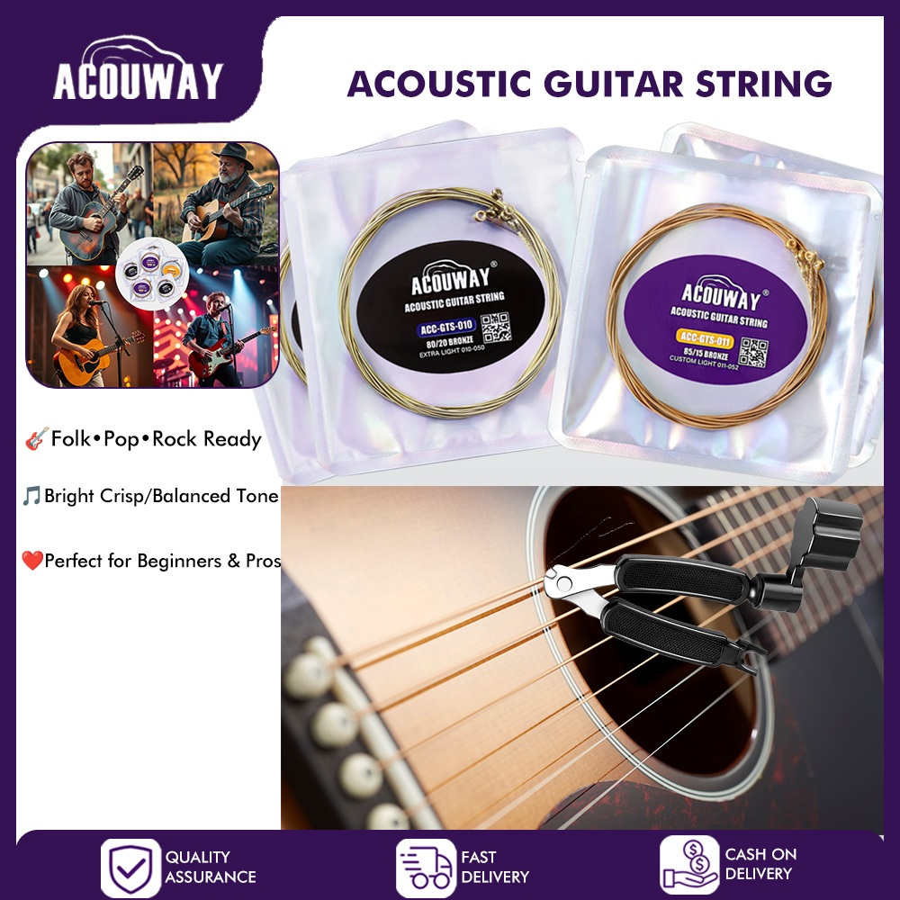 6Pcs/Set Acoustic Guitar String Set Brass String For Guitar with 3 in 1 ...