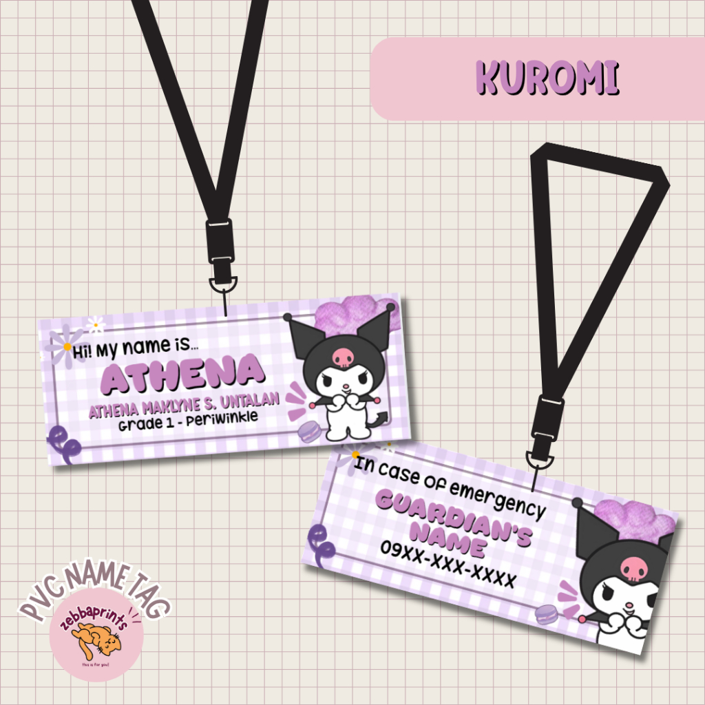 Personalized PVC Name Tag with ID lace for Kids- BACK TO SCHOOL ...