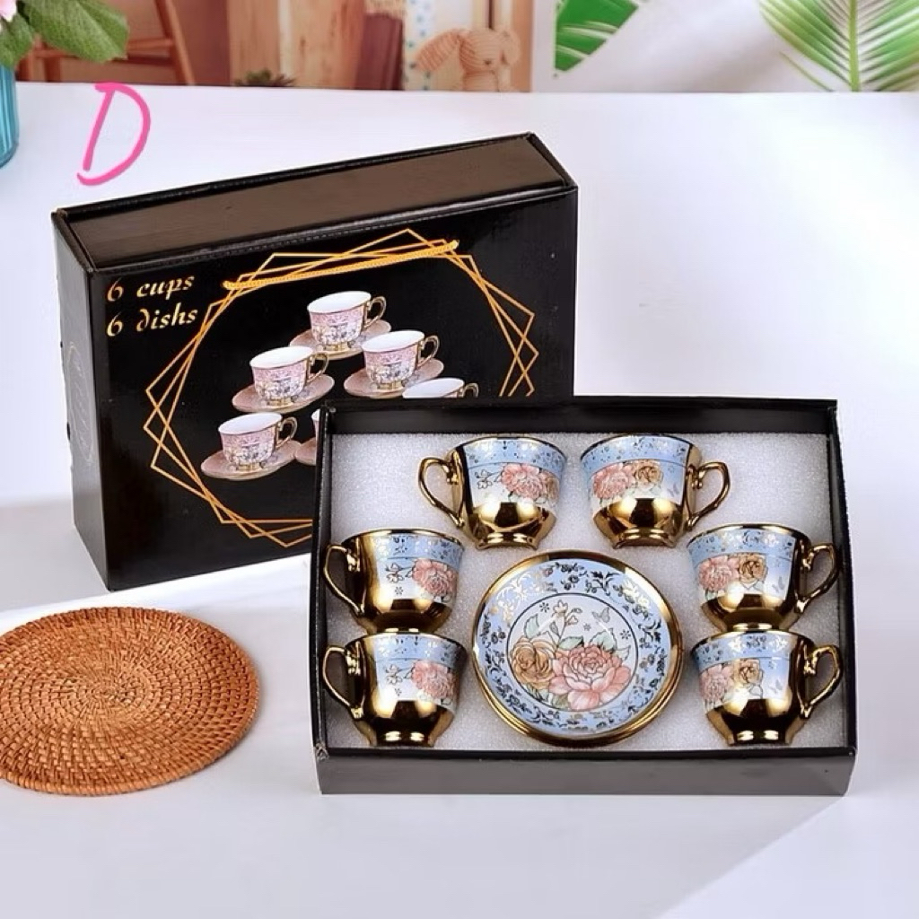 elegant medieval fairytale 6 cups 6 saucers teacups gift box set mini ...