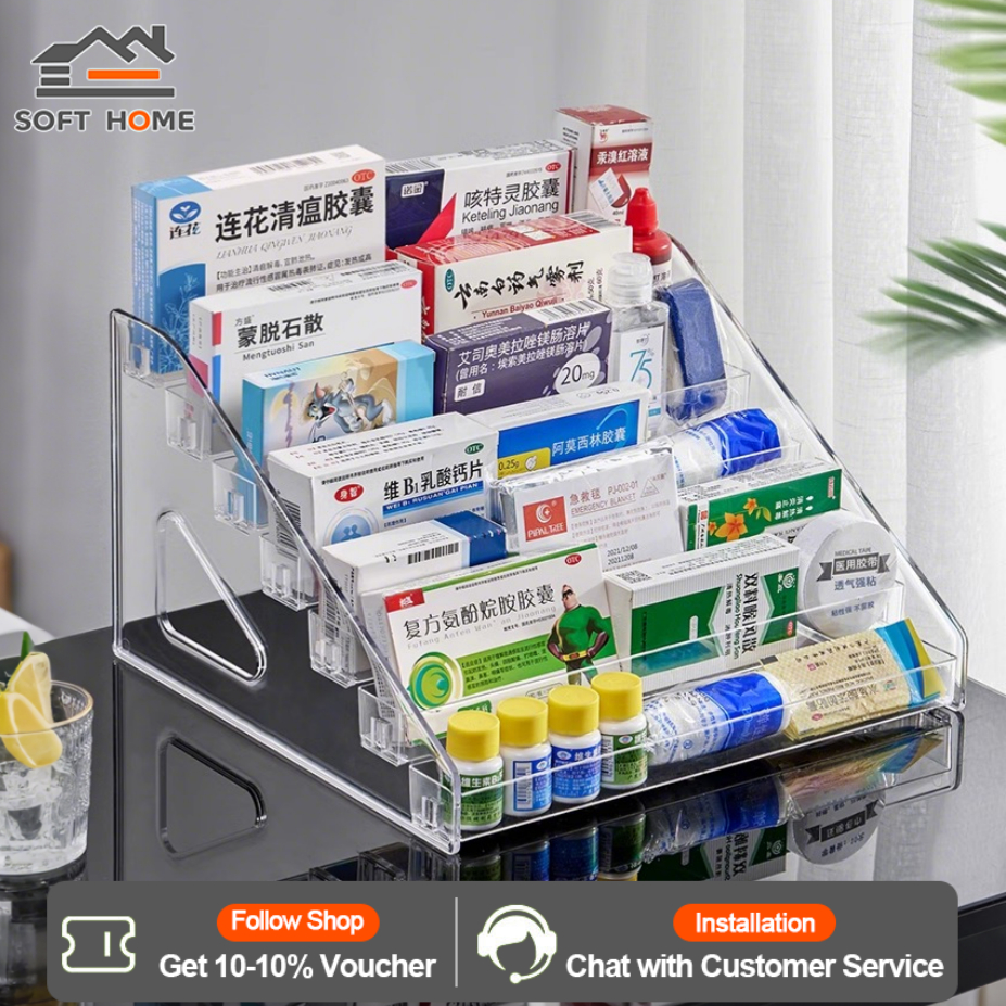 SOFTHOME 3~7 Layers Acrylic Stand Medicine Storage Rack Medicine ...
