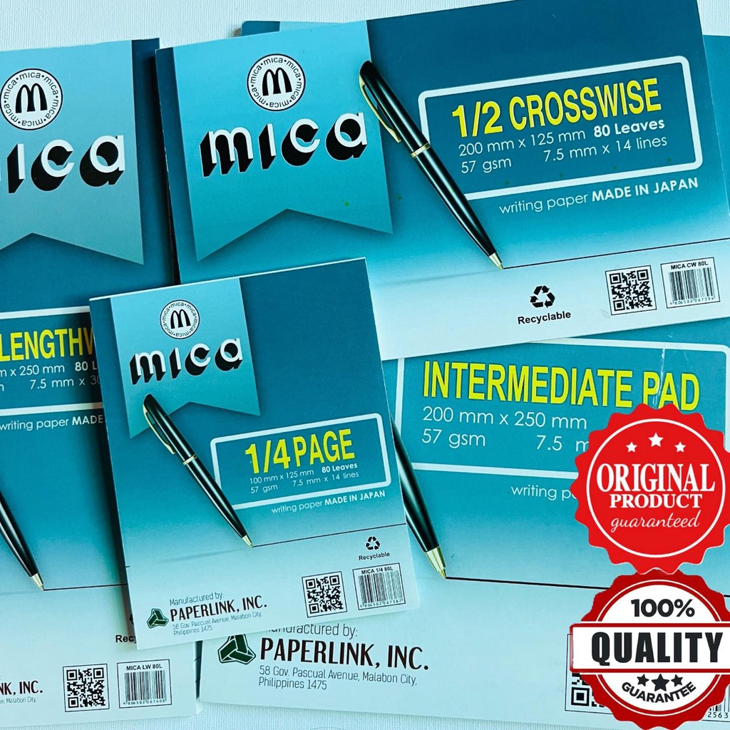 [1 PAD] MICA White Quiz Pad Intermediate Pad | 1/2 Crosswise | 1/4 Pad ...