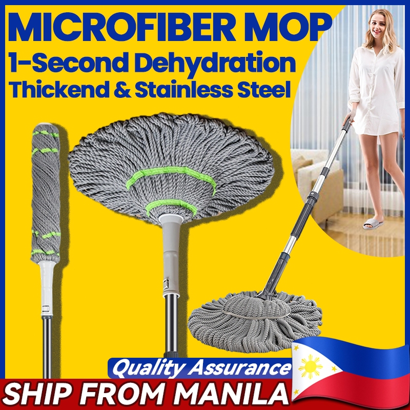 Mop Rotating Telescopic 360° Self-Wringing Rotating Dust Floor Cleaning ...