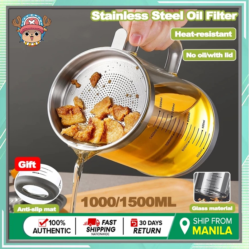 Glass Oil Filter Pot Container Oil Separator Fine Mesh Strainer Tank ...