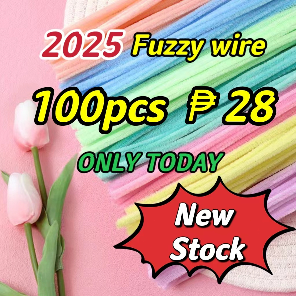 100pcs Colorful Dense Fuzzy Wire Pipe Cleaner Craft Flower Chenille ...