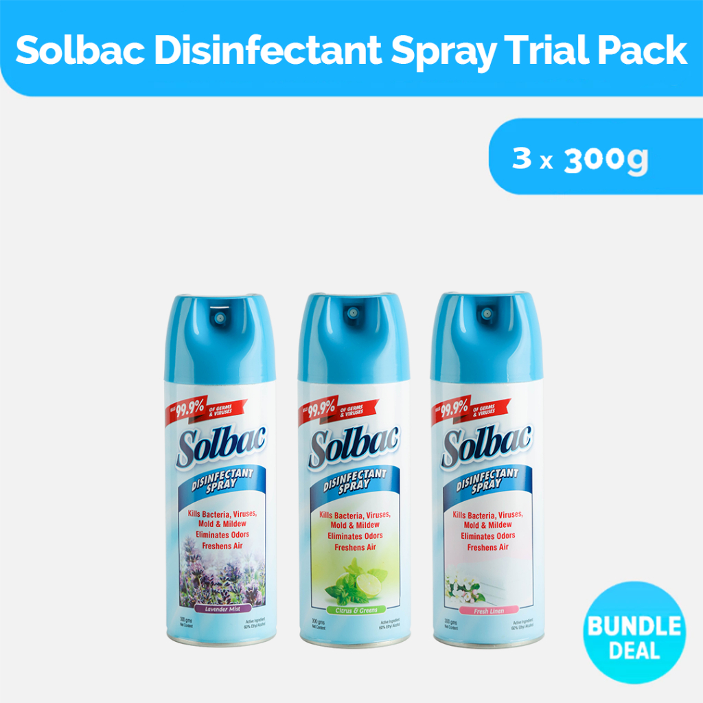 [3pcs] Solbac Disinfectant Spray 300g Trial Pack | Shopee Philippines