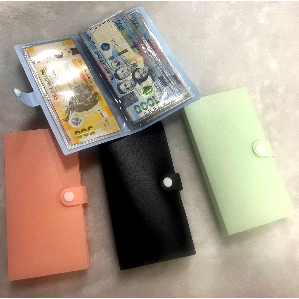 long wallet 40 banknotes portable coin collection book protective bag ...