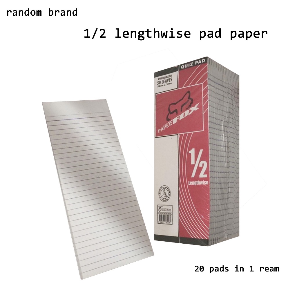 1/2 lengthwise pad paper 20 pads in 1 ream random brand | Shopee ...