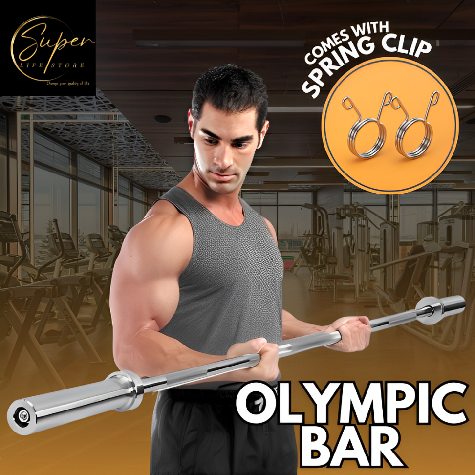 4/5/6/7ft Olympic Bar Barbell 150-300 kg Capacity Stainless steel w ...