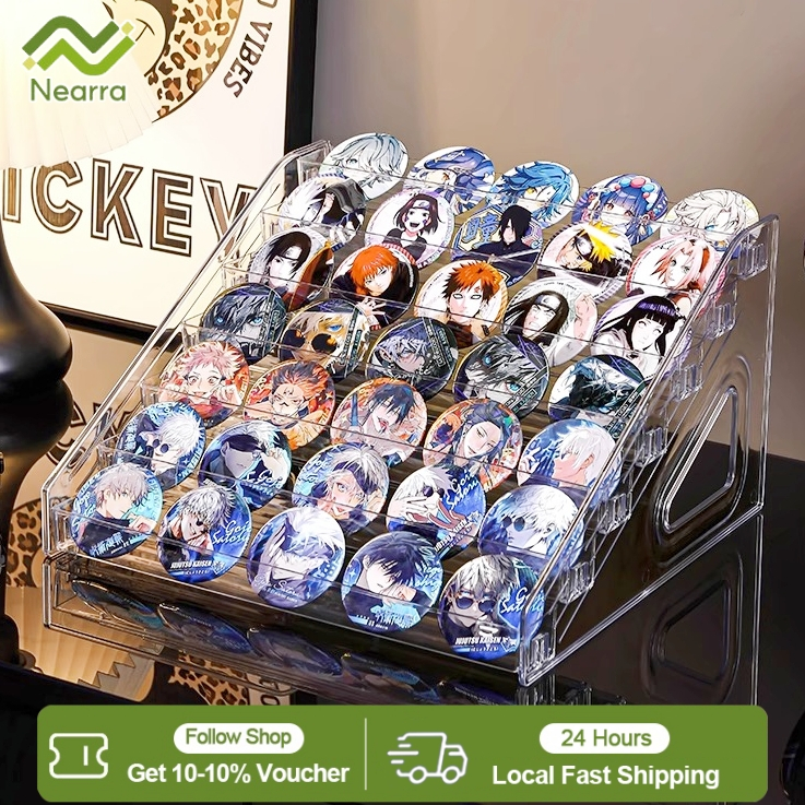 Nearra 3-7 Layers Transparent Acrylic Stand Badge Card Ladder Storage ...
