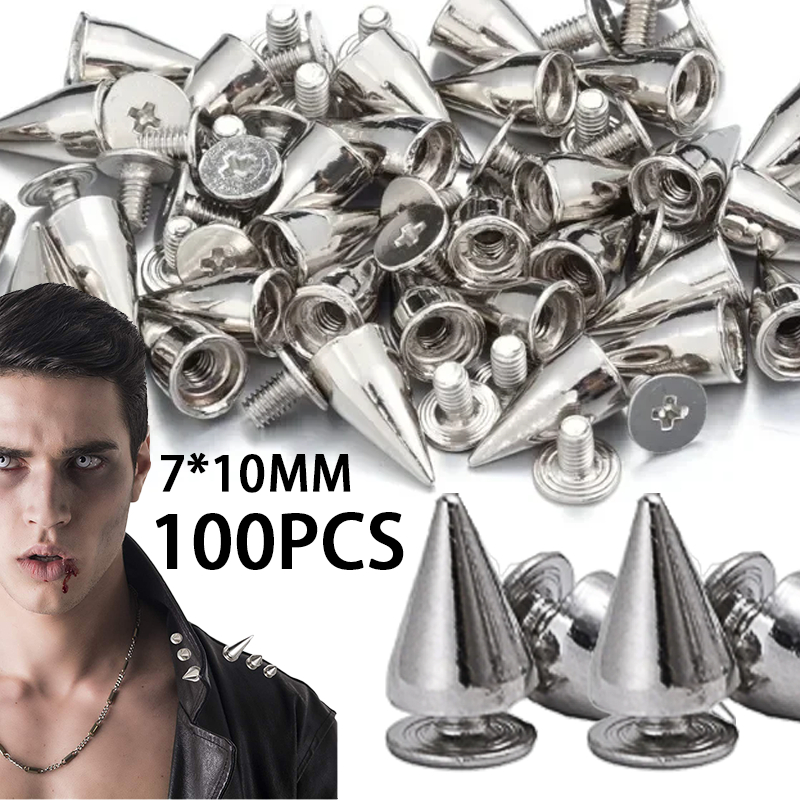 100pcs Cone Spikes Screwback Studs Rivets for Punk Style Clothing ...