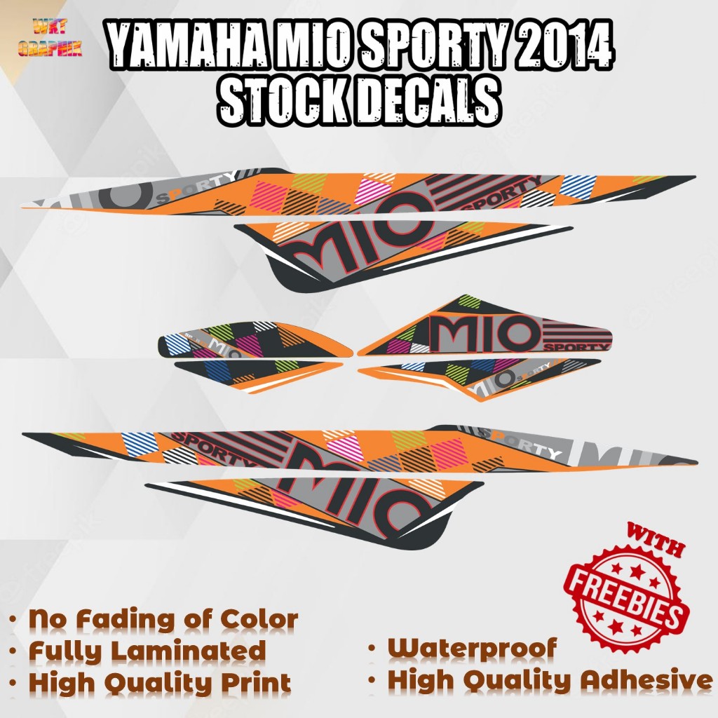 YAMAHA MIO SPORTY 2014 STOCK DECALS (WATERPROOF, LAMINATED, FADE PROOF ...