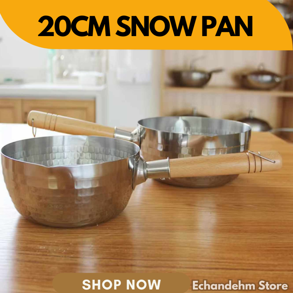 20cm Stainless Steel Snow Pot with Wooden Handle, Non-Stick Milk Pot ...