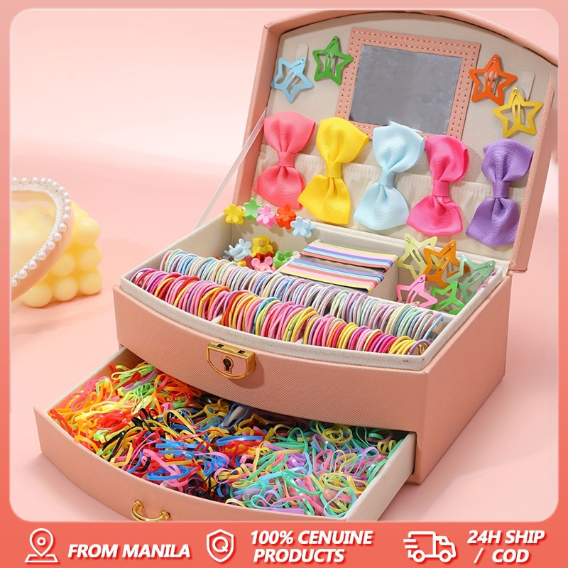 Colorful Children Hair Tie Set Cute Star Bow Kids Hair Clip Elastic