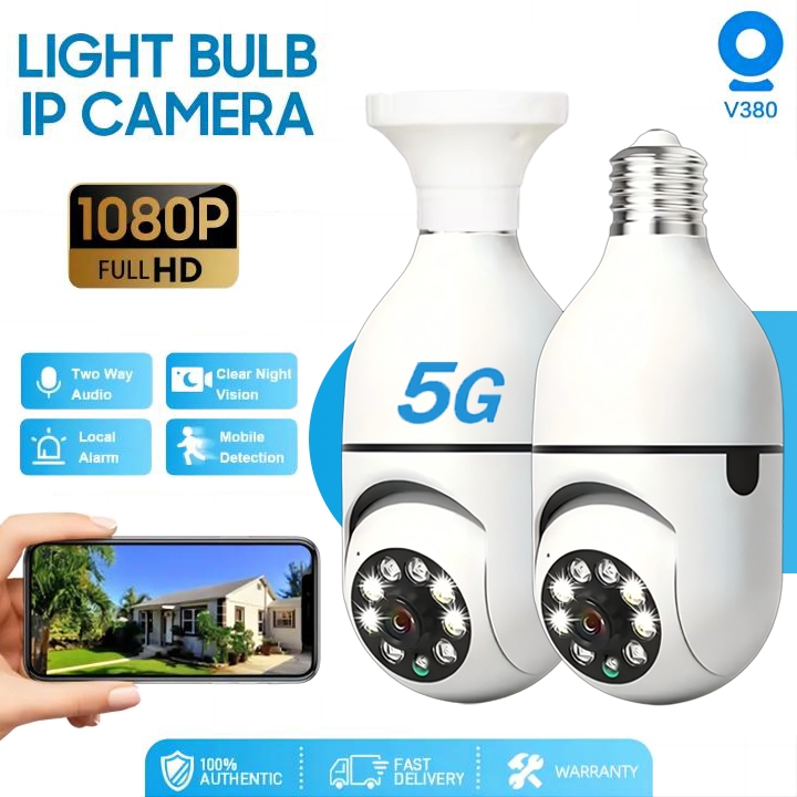 V380 Pro CCTV Bulb Camera 5G Wireless Wifi Security Cameras PTZ Smart Auto  Tracking HD Night Vision