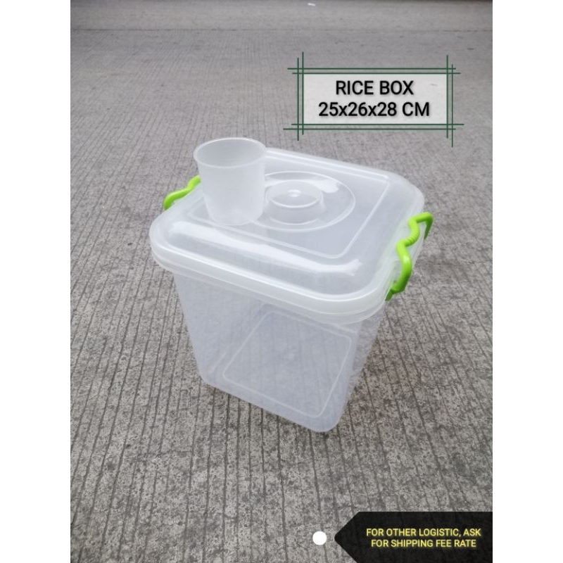 square clear transparent rice box w/ cup 12 liter multi purpose box ...