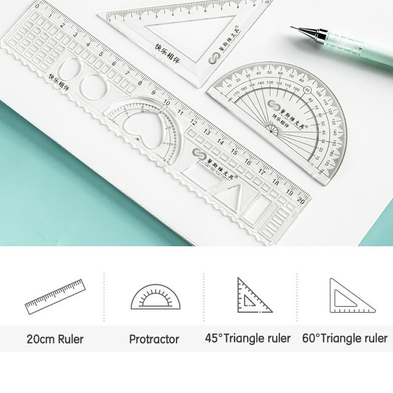 4 in 1 Combo Ruler Set 20cm ruler set ruler compo set school supplies ...