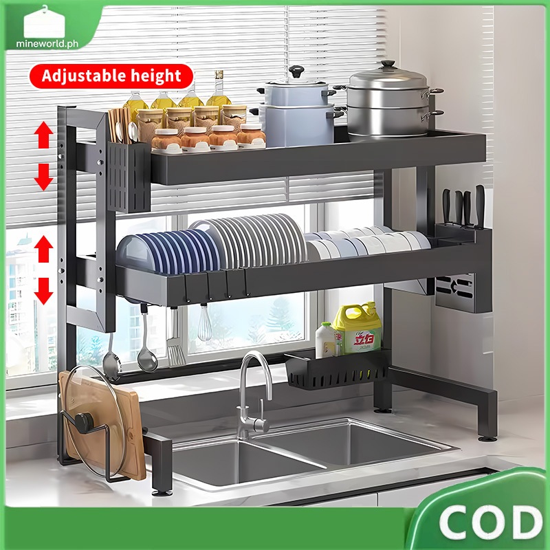 Adjustable dish organizer Kitchen Sink Rack 2/3 Layers Dish Rack Dish ...