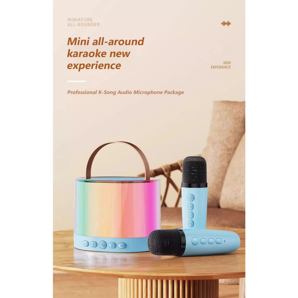 Mini Karaoke Wireless Audio Speaker Bluetooth Microphone Portable Home ...