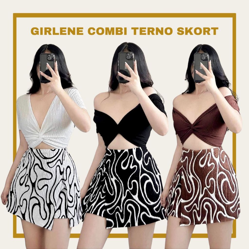 Coordinates Set for Women Terno Combi Twisted Top and Skort Coords Set ...