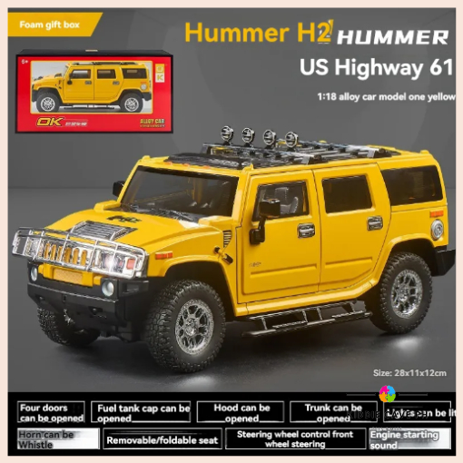 Hummer H2 Die Cast Toy 1 18 1 18 Scale Model Collection Vehicle Car 