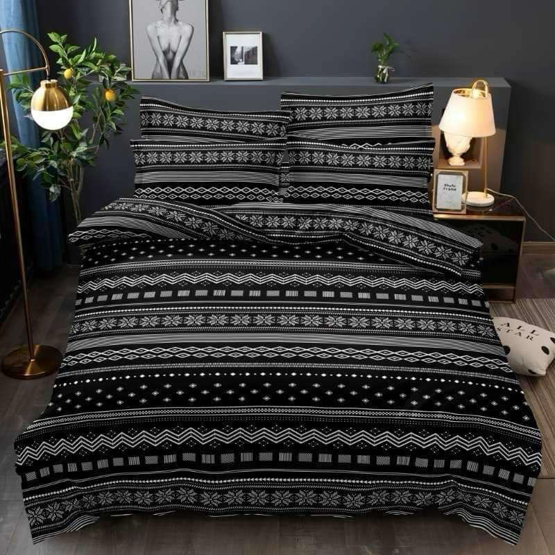 AZTEC BLACK Fully Gartered Bedsheet with 2 Pillowcase 100% Premium ...