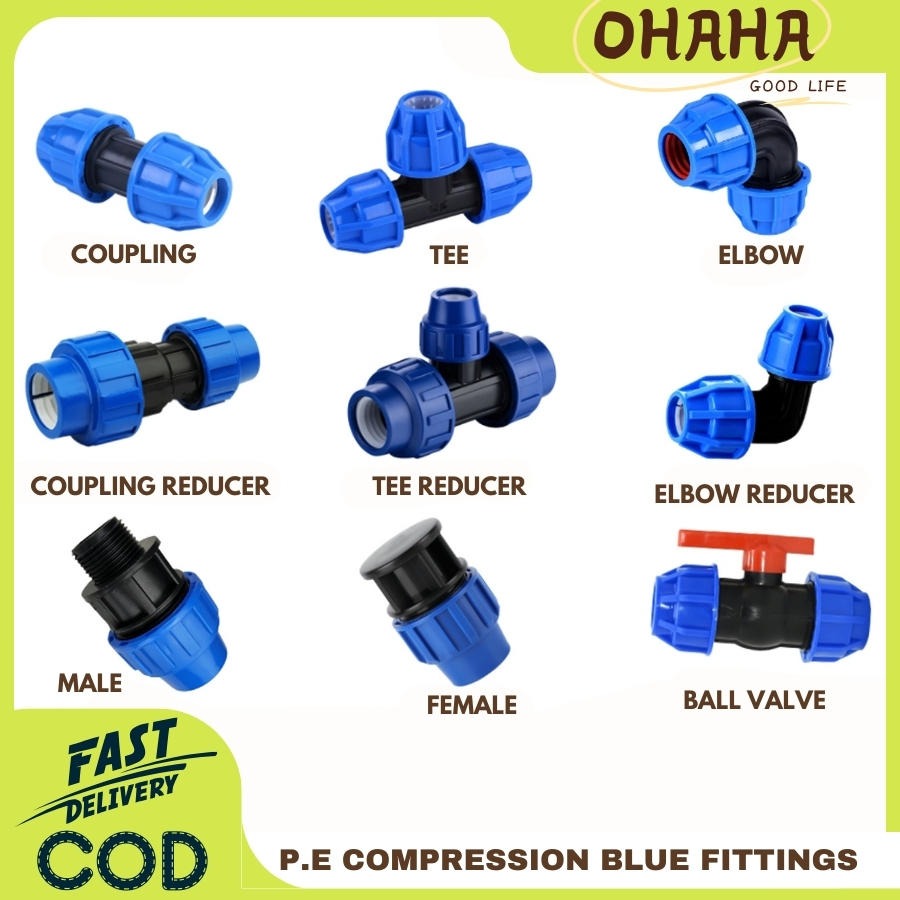 OHAHA PVC PE COMPRESSION FITTINGS BLUE SOLD PER PIECE (ALL SIZE