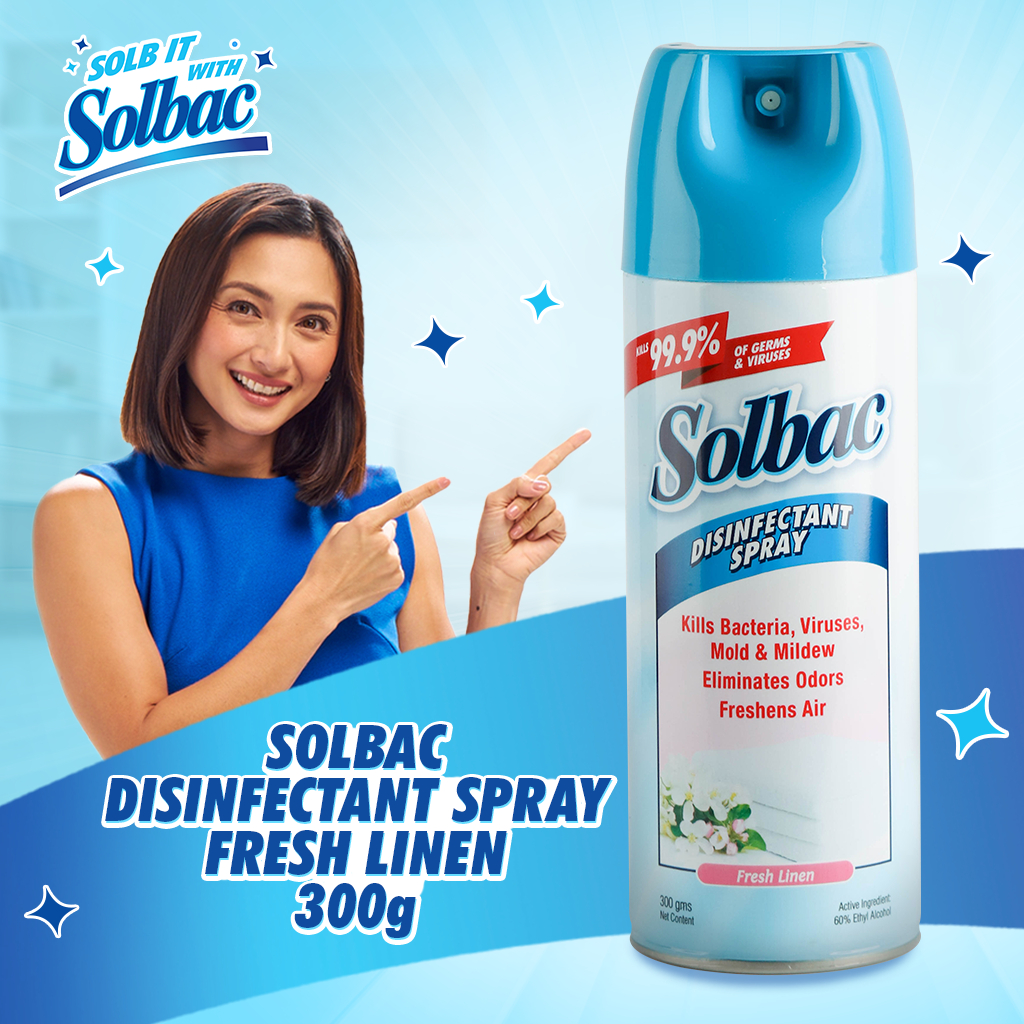 Solbac Disinfectant Spray Fresh Linen 300g | Shopee Philippines