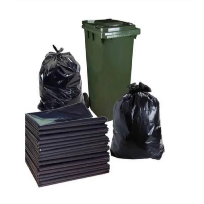 no brand black flat type trash garbage bags 100pcs per pack | Shopee ...