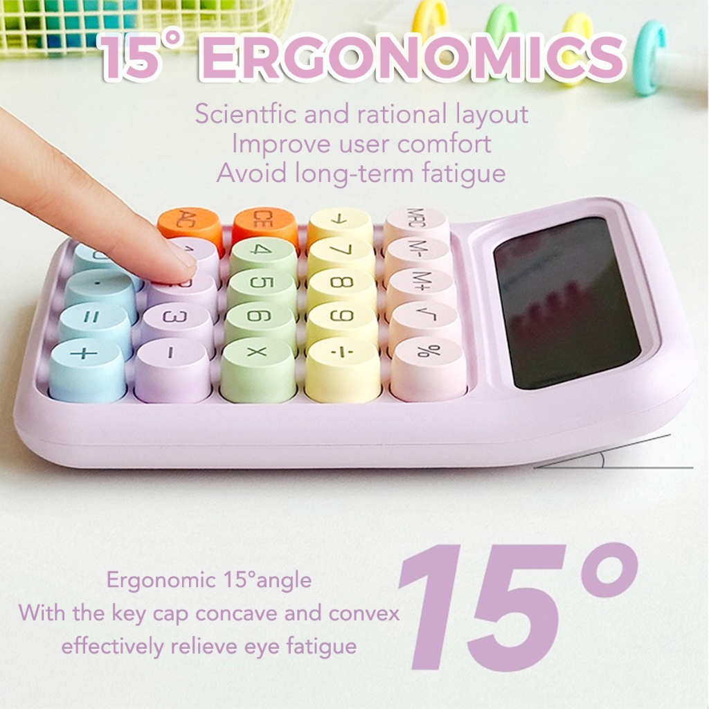Colour Calculator 12 Digit Large Display Mechanical Dot Matrix Keyboard ...