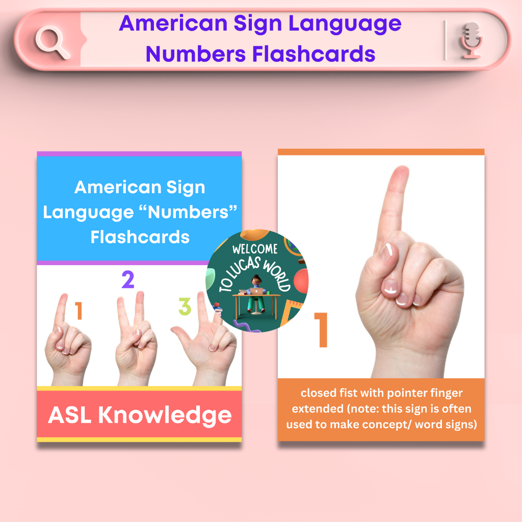 ASL NUMBERS AND ALPHABET SIGN LANGUAGE HANDSHAPE KNOWLEDGE FLASHCARDS ...