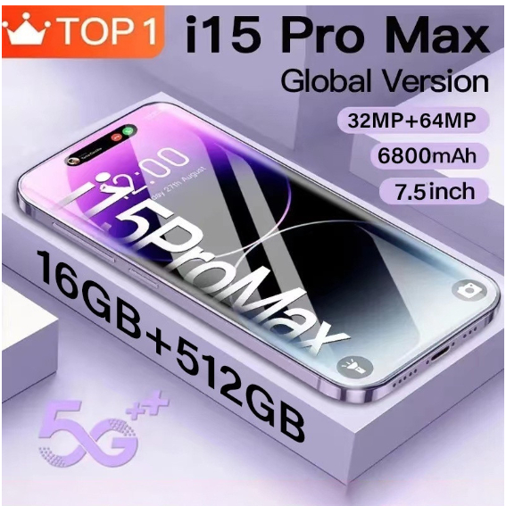 2024 Brand New I15 pro max 16GB+512GB Original Cellphone Android